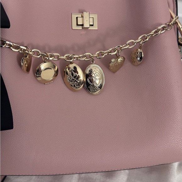 Betsey Johnson Crossbody with black bow and gold charms - Picture 7 of 9